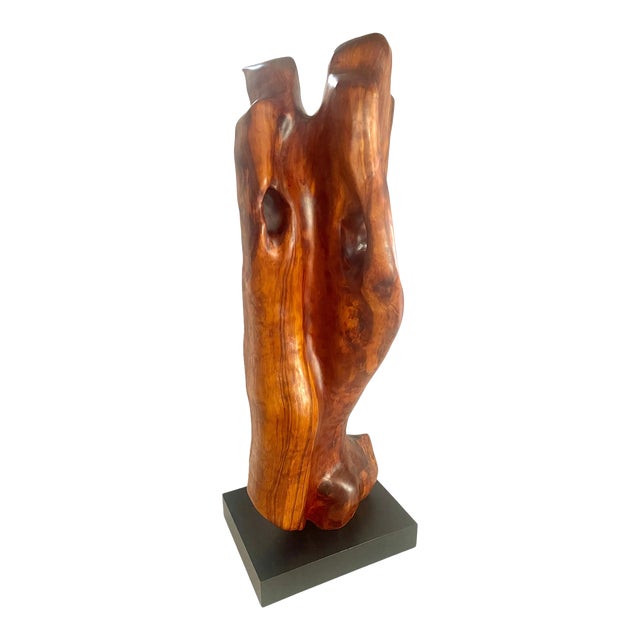 Organic Modern Embracing Couple Mahogany Wood Sculpture Andrianna Shamaris For Sale