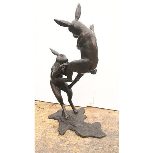 Unknown, Boxing Hares, Bronze For Sale - Image 4 of 9