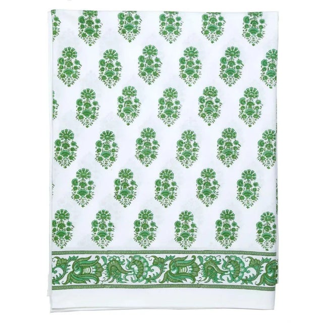 Textile Riya Twin-XL Bed Green Flat Sheet For Sale - Image 7 of 8