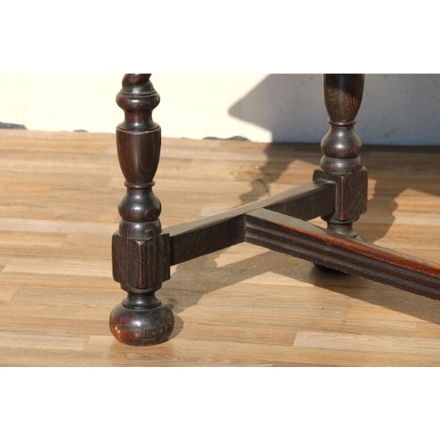 1920s Antique English Solid Oak Barley Twist Side Table | Jacobean Revival Accent Table, Circa 1920s For Sale - Image 5 of 18