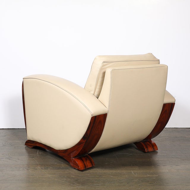 Pair of Art Deco Club Chairs in Palisander & Edelman Cream Leather For Sale - Image 11 of 18