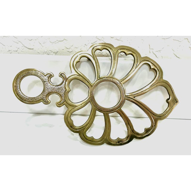 Traditional Vintage Brass Trivets - Set of Three For Sale - Image 3 of 4