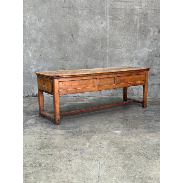 19th C French Draper’s Table Farmhouse Harvest Work Table 83” For Sale - Image 15 of 18