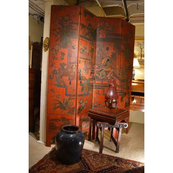 Ching Chinese Red Lacquer Screen For Sale - Image 4 of 4