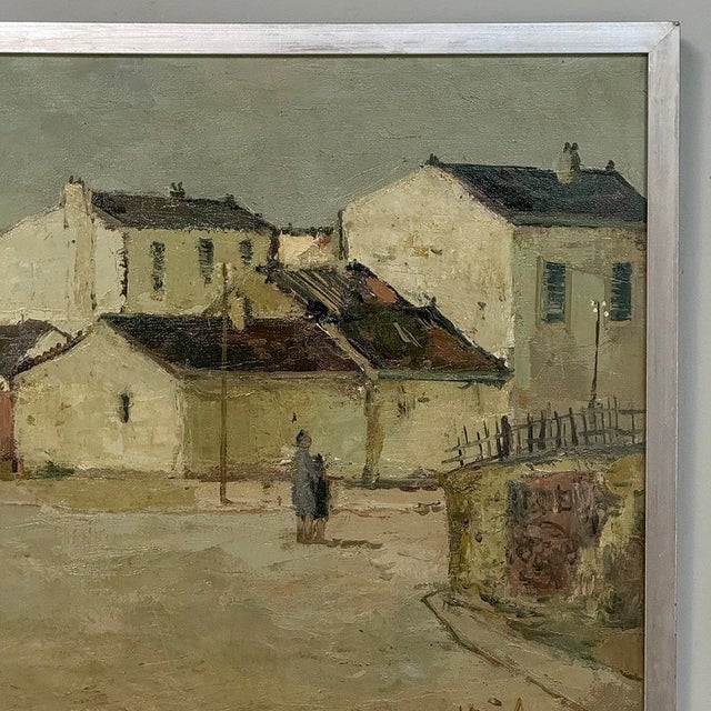 Greige Mid Century Israeli Village Landscape Oil Painting by Ori Reisman (1924–1991) For Sale - Image 8 of 18