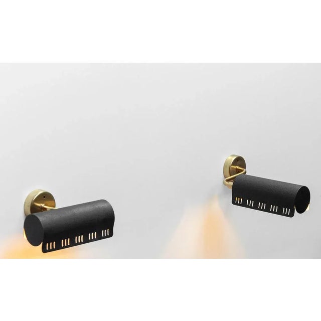 Model 8260 Black Wall Lights from Falkenbergs Belysning, Sweden, 1950s, Set of 2 For Sale - Image 10 of 11