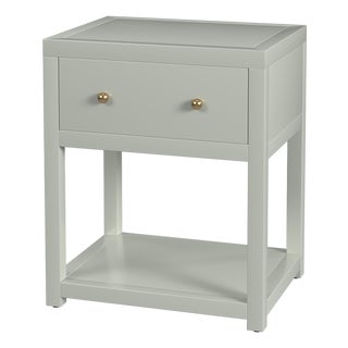 Nora 21 in. W Rectangular Wood 1 Drawer Small Nightstand with Lower Open Shelf, Sage Green For Sale