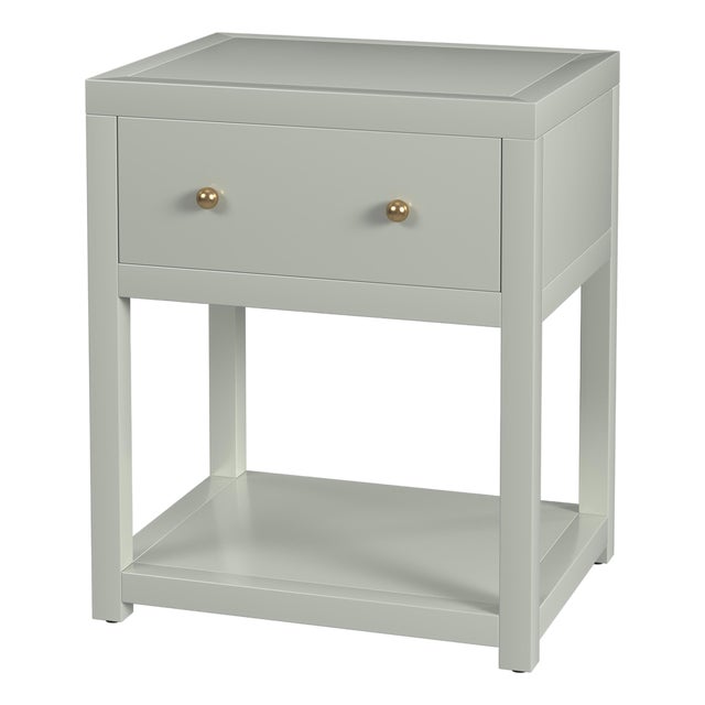 Nora 21 in. W Rectangular Wood 1 Drawer Small Nightstand with Lower Open Shelf, Sage Green For Sale