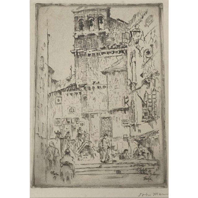 John Marin "Clock Tower of Santa Maria Zobenigo, Venice, Italy" Original Pencil Signed Etching c.1907 Rare pencil signed...