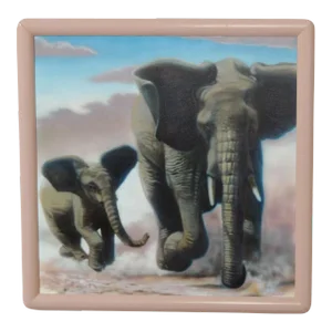 Contemporary Photorealism South African Elephants Original Painting, Signed