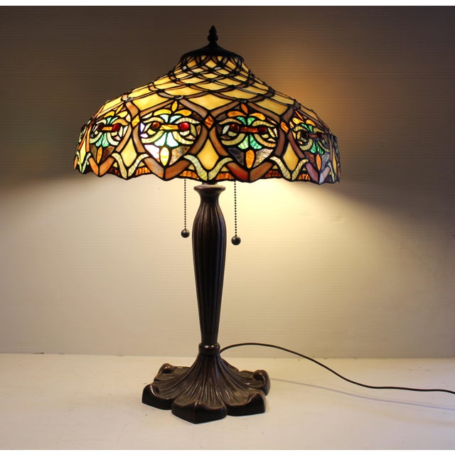 Wonderful Art Nouveau Tiffany-Style Lead Shade Lamp For Sale - Image 12 of 16