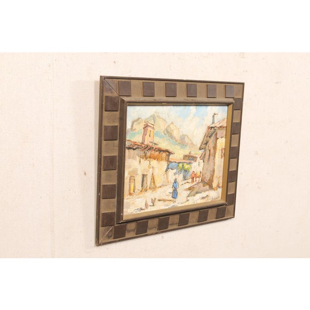 Beige Mid-Century S. Europe Streetscape Painting For Sale - Image 8 of 12