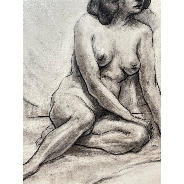 Vintage Frederick William Weber Mixed Media Nude Still Realism Sketch Drawing For Sale - Image 9 of 11