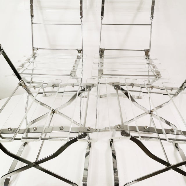 1970s Vintage Folding Chairs from Maison & Jardin, 1970s, Set of 4 For Sale - Image 5 of 18