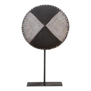 African Black & White Beaded Shield on Stand For Sale