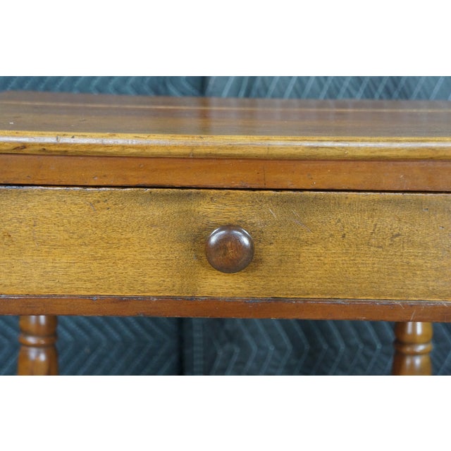 Early 19th Century Antique 19th C. Early American Primitive Cherry Side Accent Table Nightstand 29" For Sale - Image 5 of 18