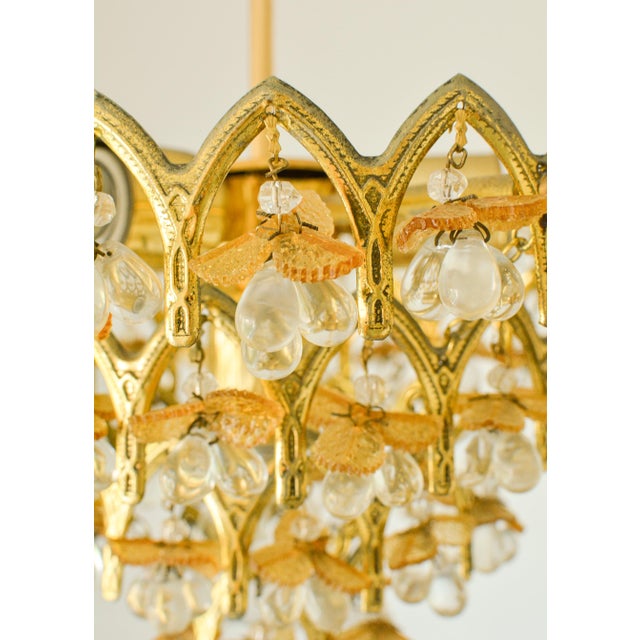 Vintage Murano Glass Fruit Chandelier, 58 Drops, Gilt Metal, 4-Light, 1970s For Sale - Image 6 of 9