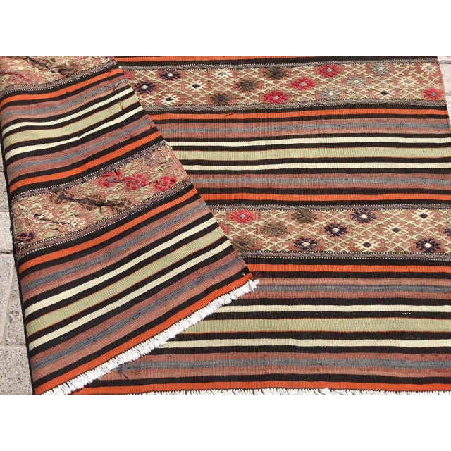 Vintage Turkish Striped Kilim Rug - 58" X 94.5" For Sale - Image 10 of 11