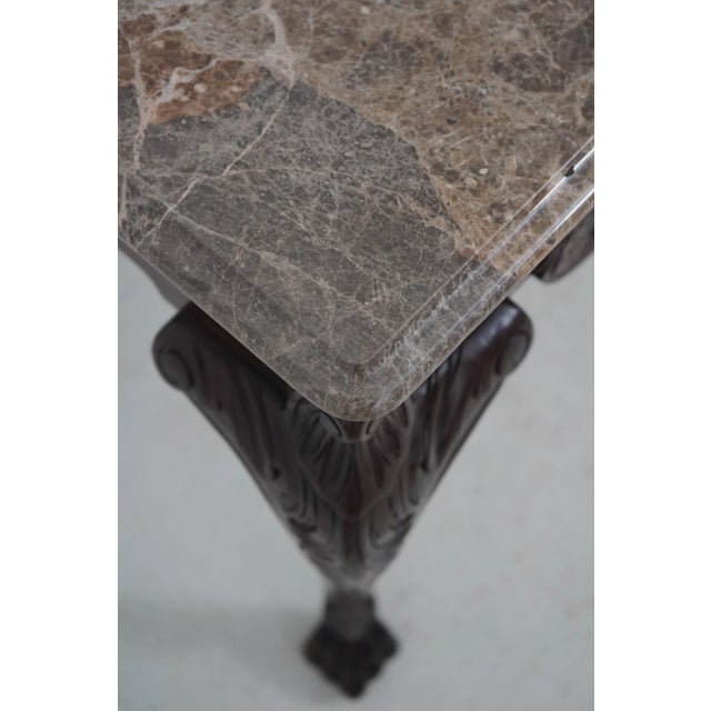 Baker Furniture Company Baker Marble Top Paw Foot Mahogany Console Table For Sale - Image 4 of 12