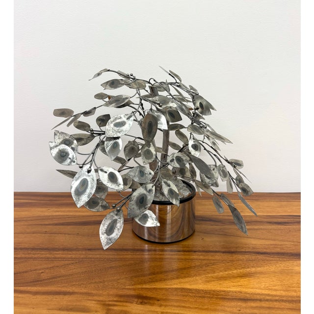 Mid 20th Century Vintage Metal Bonsai Tree Sculpture After Curtis Jere For Sale - Image 5 of 6