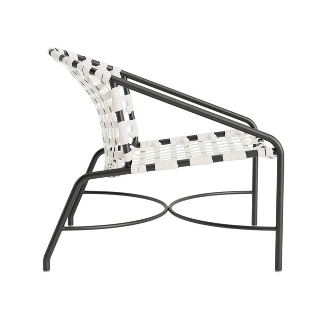 Contemporary Brown Jordan Kantan Aluminum Vinyl Lounge Chair, Textured Pewter frame with White Lite fabric For Sale - Image 3 of 11