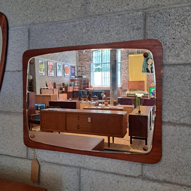 Vintage Danish Rectangular Teak Mirror, 1960s For Sale - Image 4 of 4