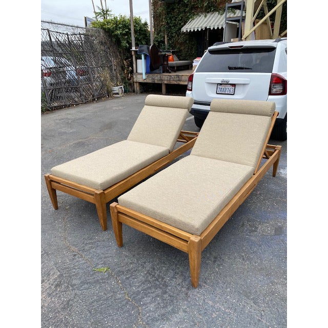 Hollywood at Home Outdoor Formosa Teak Chaise Lounge Chairs A Pair