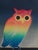 A 1970's vibrant rainbow-colored etching by Motoi Oi (Japanese 1910-2004). "Owl" is a signed, numbered (48/100), and...