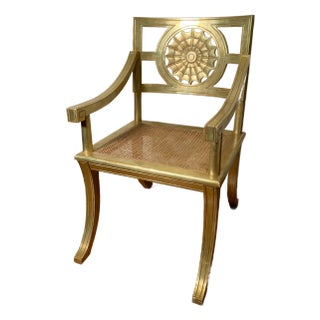 Quatrain Borghese Neoclassical Style Giltwood Armchair For Sale