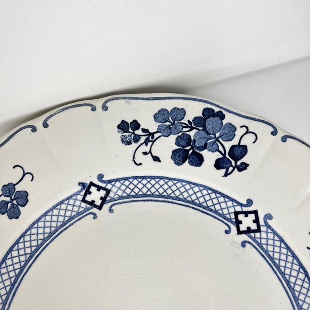 Ceramic Antique Jane Model Flat Plates from KG Lunéville, 1890s, Set of 6 For Sale - Image 7 of 13