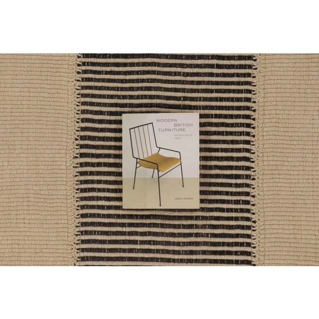 Beige Rug & Kilim’s Contemporary Kilim in Beige & Black Textural Stripes For Sale - Image 8 of 10