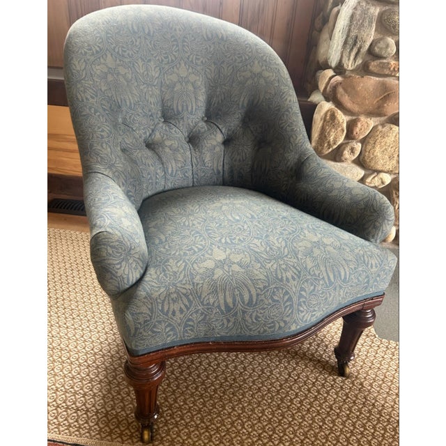 Mid 20th Century Attributed Holland and Sons Slipper Chair in Robert Kime Fabric For Sale - Image 4 of 5
