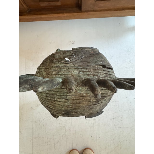 Turquoise Vintage African Headress Currency Piece on Custom Stand For Sale - Image 8 of 12