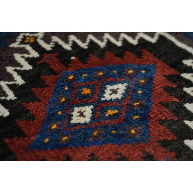 Ink Blue Vintage Balouch Rug 2'2'' X 2'4'' For Sale - Image 8 of 12