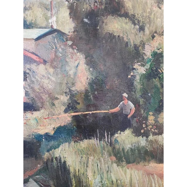 Georges Darel, Pêcheur au bord de l'Arve, Oil on Canvas, Framed For Sale - Image 6 of 10