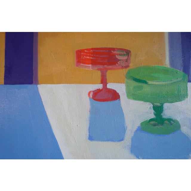 Interior With Red and Green Compotes Original Painting For Sale - Image 4 of 7