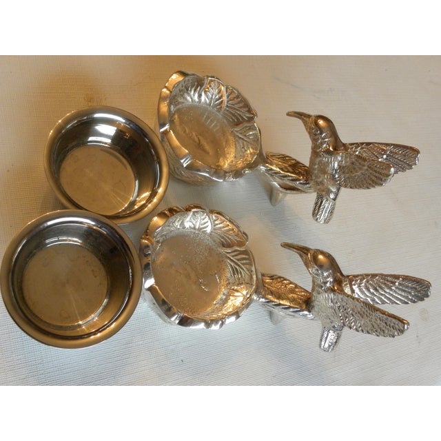 Art Deco Mid 20th Century Arthur Court Style Metal Hummingbird Sauce Cups - A Pair For Sale - Image 3 of 4