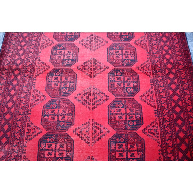 Tribal Hand Knotted Vintage Ersari Tribal Rug For Sale - Image 3 of 5