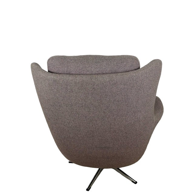 Modern Mid-Century Style High-Back Swivel Wing Lounge Chair For Sale - Image 14 of 18