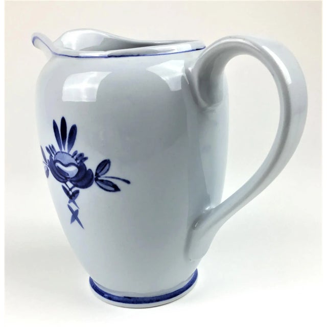 1960s Arabia Blue Rose Pattern Vintage Pitcher or Vase For Sale - Image 5 of 12