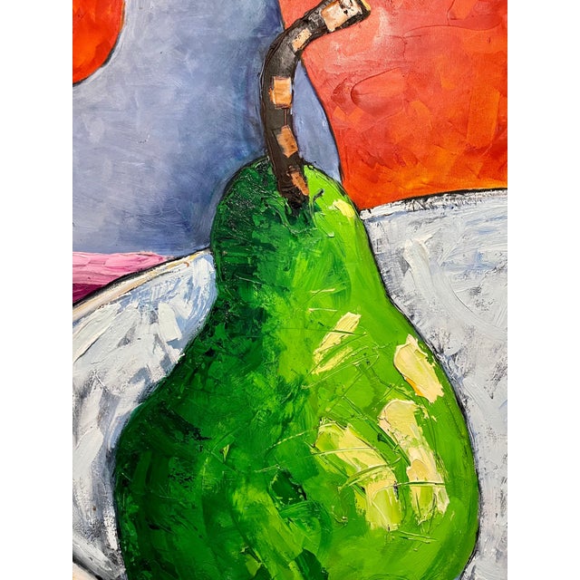 Suzanne Mears, Large Pop Art Oil Painting "Pear" Modernist Colorful Composition Suzanne Mears For Sale In Miami - Image 6 of 15