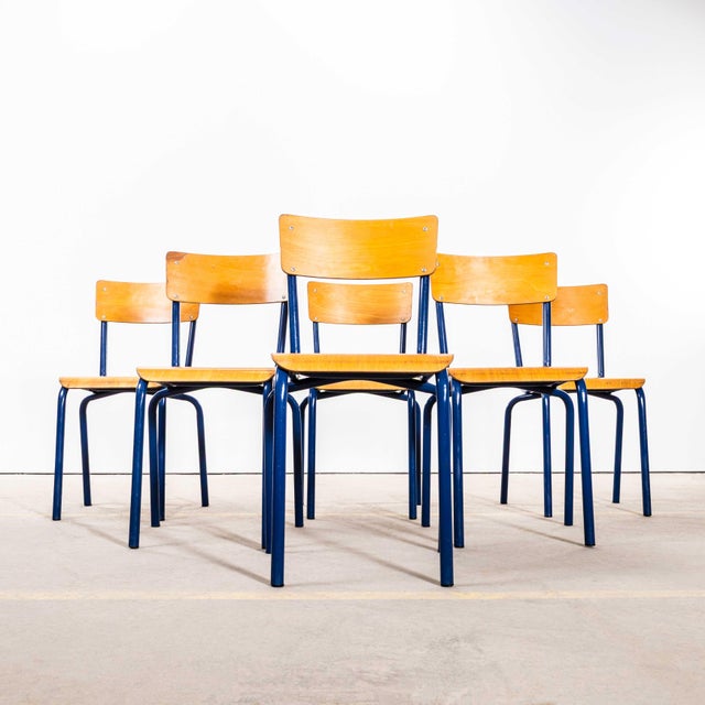 Vintage Sea Blue Stacking Dining Chairs from Mullca, 1960s, Set of 6 For Sale - Image 3 of 14