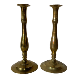Vintage Solid Brass Candle Holders – A Pair