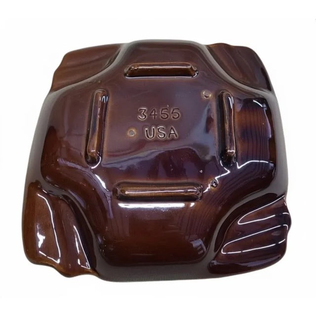 Chocolate Mid 20th Century “Mint Chocolate Dream” Drip Glaze Ashtray — #3455 Usa California Pottery For Sale - Image 8 of 8