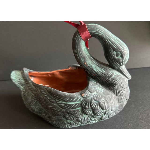 Figurative Vintage 1991 Terra Cotta Swan Planter Dish For Sale - Image 3 of 8