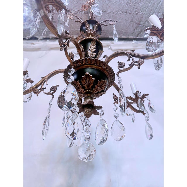 1950s Decorative Black and Bronze Chandelier For Sale - Image 4 of 10