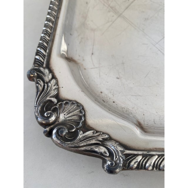 Early 20th Century Antique Silverplate Bar Tray With Crest For Sale - Image 5 of 9