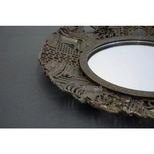 1950s Brutalist Rusted Steel Mirror, 1950s For Sale - Image 5 of 6