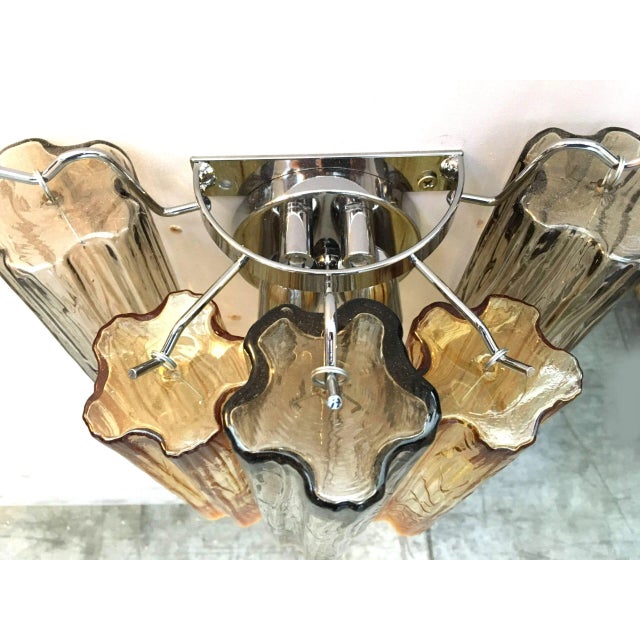 Early 21st Century Amber and Fume Tronchi Murano Glass Wall Sconce-1l For Sale - Image 5 of 8