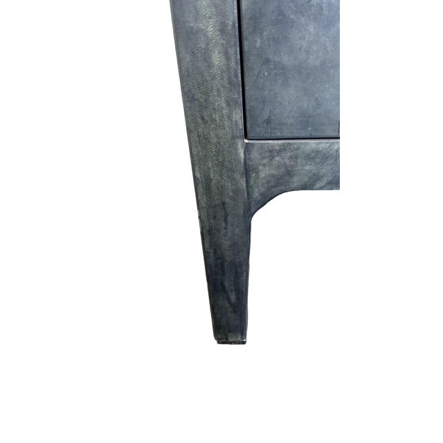 Pair of 1980s Italian Goatskin Commodes in Matte Charcoal For Sale In Los Angeles - Image 6 of 7